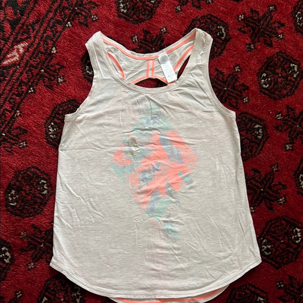 Ivivva White and Pink Cut Out Relaxed Tank Top